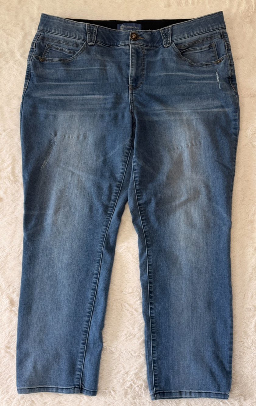 Democracy Absolution Jeans Womens 18W Blue Wash Mid Rise Ankle Stretch Denim